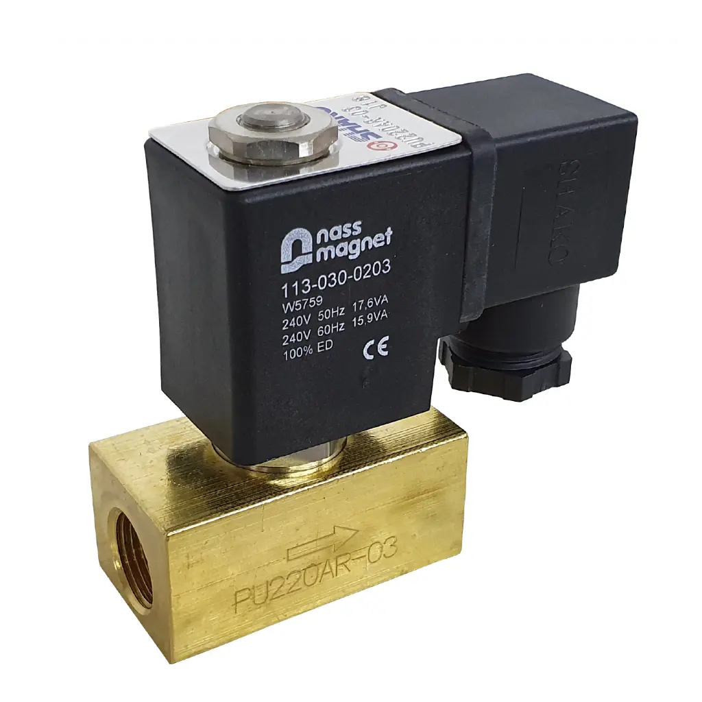 SHAKO 2/2 Way Brass Solenoid Valve Direct Acting 3/8"