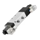 5/3 Way Double Solenoid Valve, 3/8", Mid-Closed