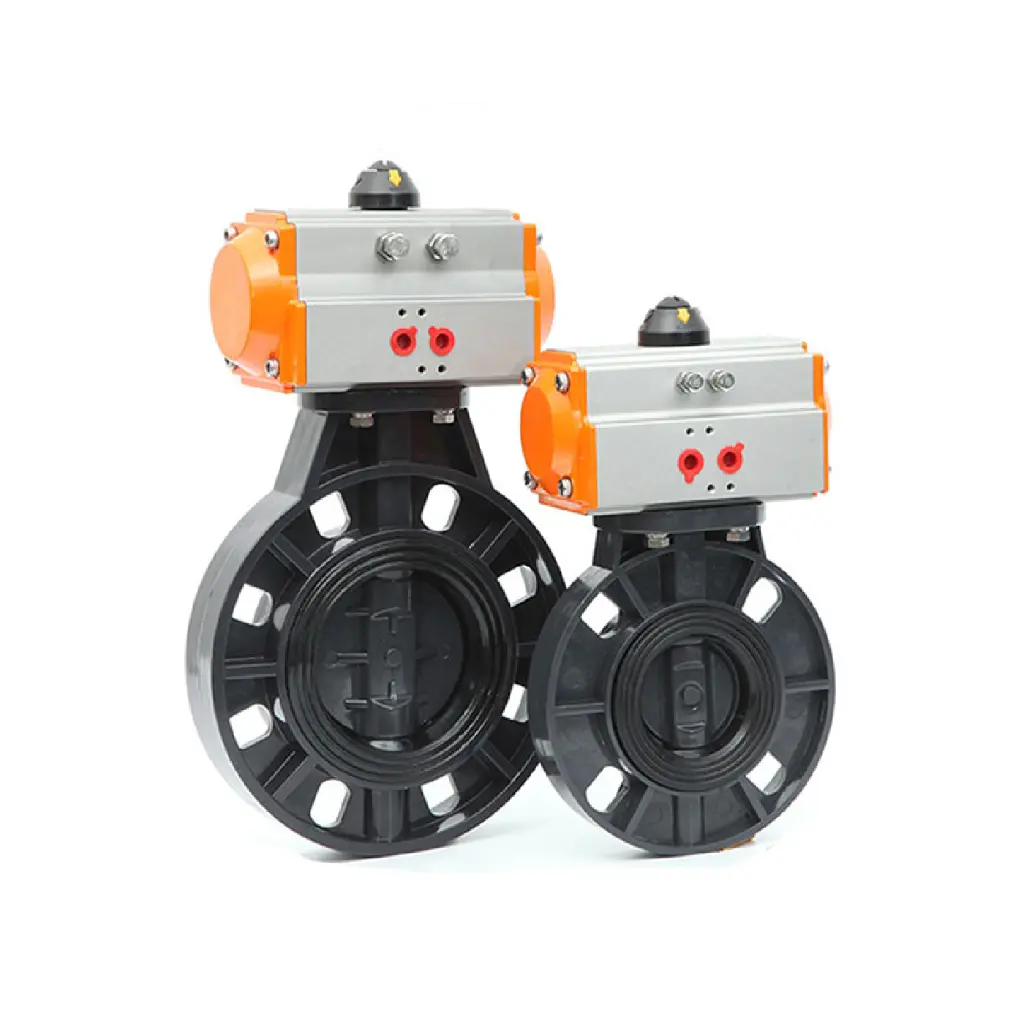 ISO5211 UPVC Butterfly Valve Valve with Pneumatic Actuator DN65, 2 1/2"
