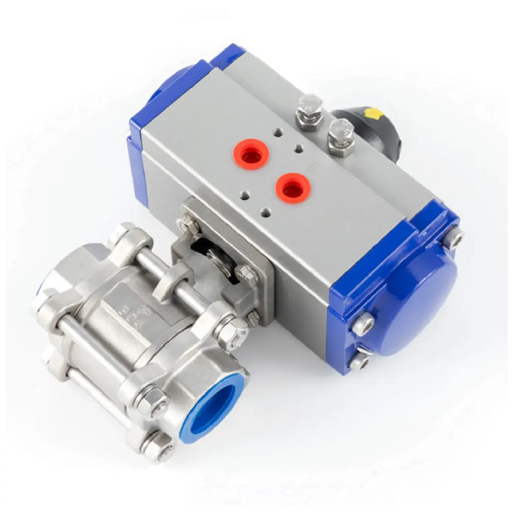 ISO5211 SS 304 3Pcs Ball Valve Valve Valve with Pneumatic Actuator DN20, 3/4"