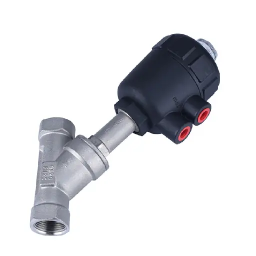 [JZF-25B-316S] Stainless Steel 316 Angle Seat Valve 1", Single Acting Plastic Actuator