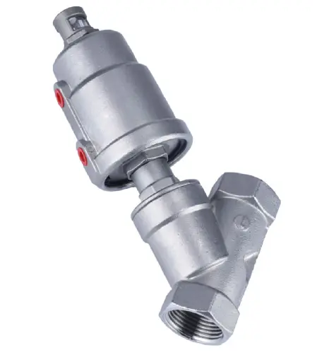 [JZFS-25B-316S] Stainless Steel 316 Angle Seat Valve 1", Single Acting SS Actuator