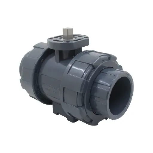[UPVCBA-DN40] ISO5211 UPVC True Union Ball Valve DN40, 1 1/2"