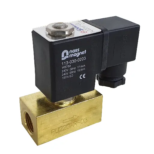 [PU220AR-03-SHAKO] 2/2 Way Brass Solenoid Valve 3/8"
