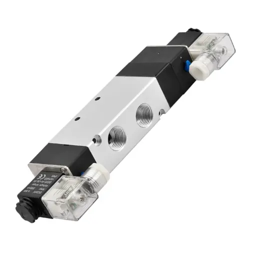 [4V330C-10] 5/3 Way Double Solenoid Valve, 3/8", Mid-Closed