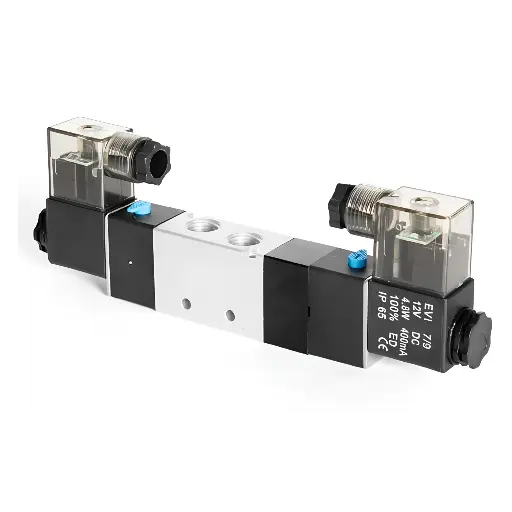 [4V230C-08] 5/3 Way Double Solenoid Valve, 1/4", Mid-Closed