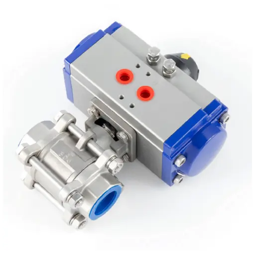 [SS304BA-DN32-HPA063DA] ISO5211 SS 304 3Pcs Ball Valve Valve Valve with Pneumatic Actuator DN32, 1 1/4"