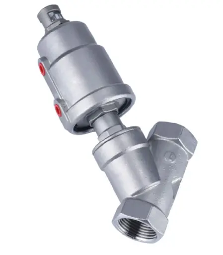 [JZFS-32B-316S] Stainless Steel 316 Angle Seat Valve 1-1/4", Single Acting SS Actuator